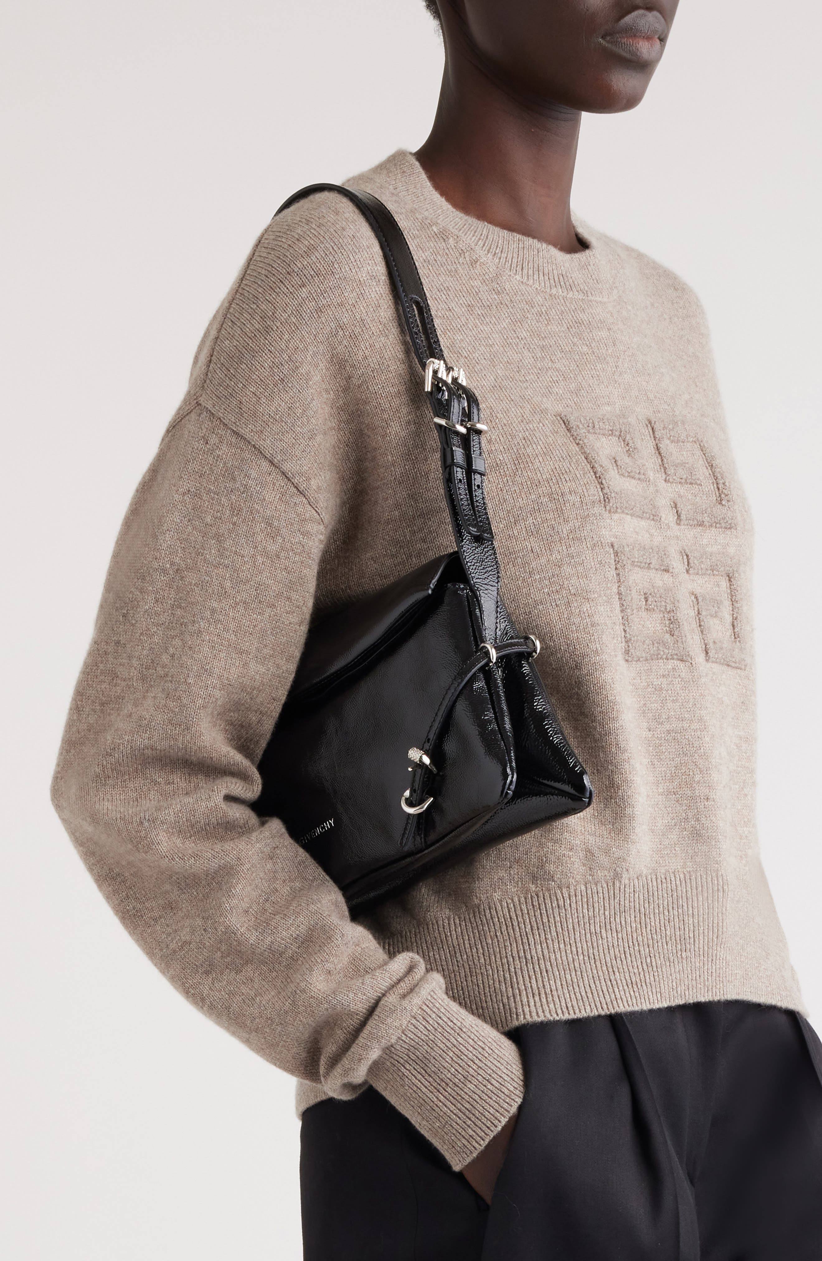 Givenchy Small Voyou Patent Leather Shoulder Bag, Alternate, color, 