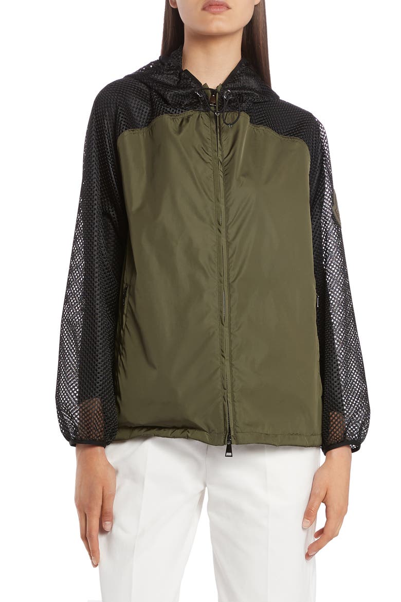 Persan Mesh Contrast Hooded Jacket, Alternate, color, GREEN