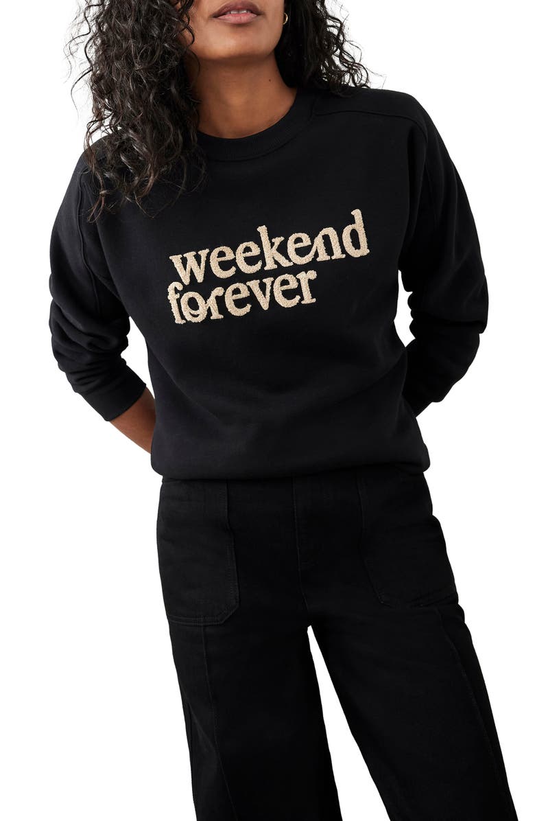 MINT VELVET "Weekend Forever" Slogan Sweatshirt, Alternate, color, Black
