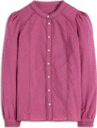 Boden Rhea Long Sleeve Button Front Cotton Dobby Top