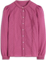 Boden Rhea Long Sleeve Button Front Cotton Dobby Top