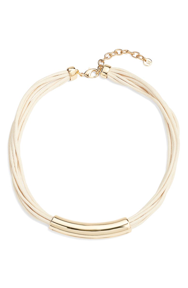 Nordstrom Tube Pendant Multistrand Cord Necklace, Main, color, Ivory- Gold