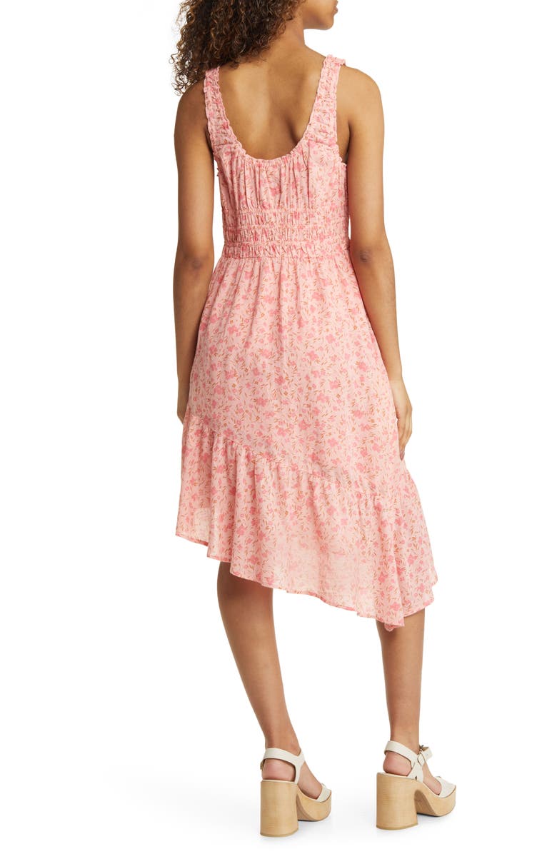 BP. Floral Print Smocked Ruffle Midi Dress, Alternate, color,