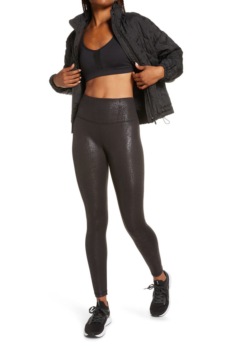 Live In Metallic Print High Waist Leggings, Alternate, color, GREY REPTILE IMPRESSION PRINT
