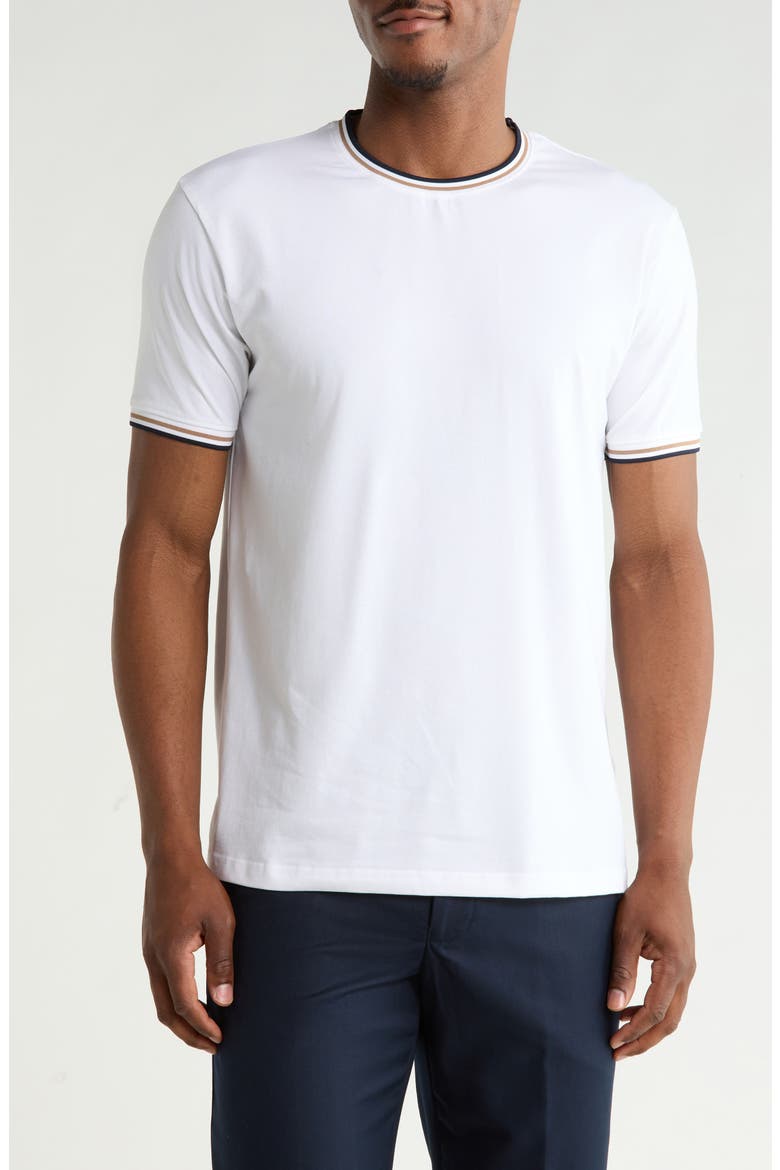 Tipped Knit T-Shirt, Main, color, WHITE