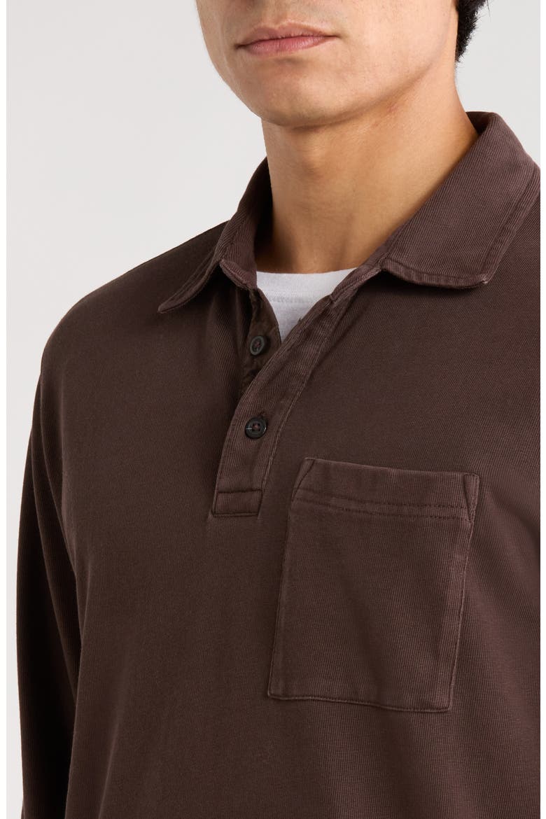Long Sleeve Heavyweight Jersey Polo, Alternate, color, BROWN SEAL