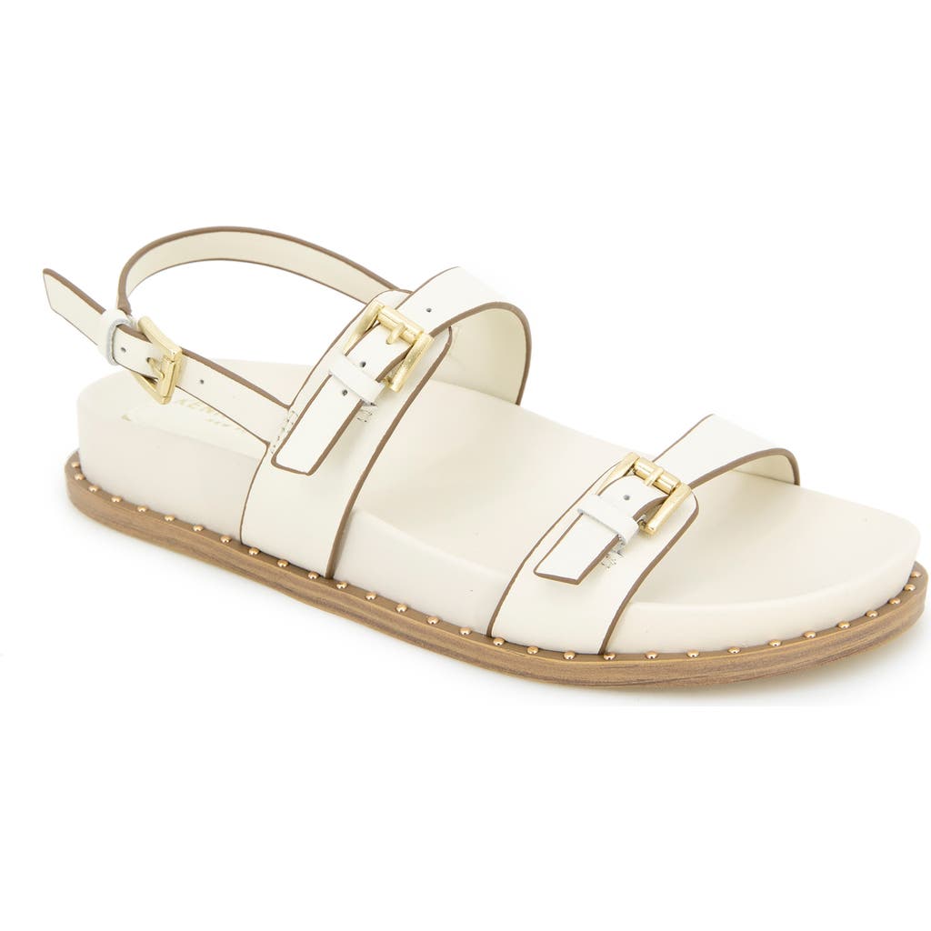 Kenneth Cole Drinity Flat Slingback Sandal In Cream Leather