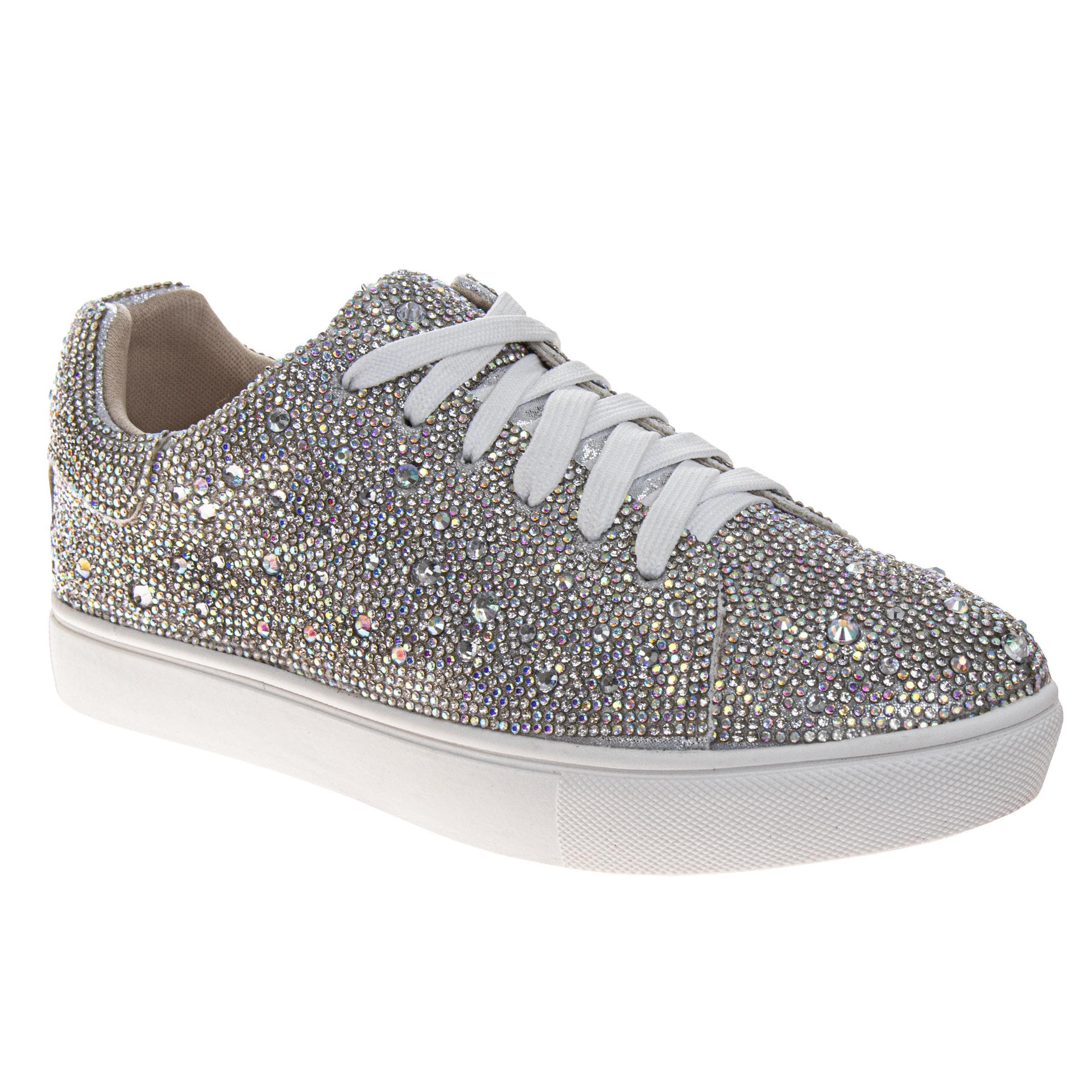 BADGLEY MISCHKA Glitzy Sneakers Girls' Sparkle Detail Fashion Wear, Main, color, Silver
