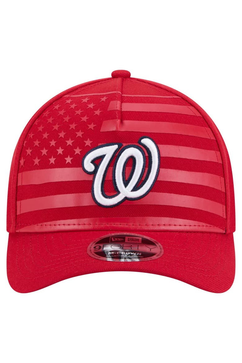 Men's New Era Red Washington Nationals American Flag 9FORTY M-Crown A-Frame Adjustable Hat, Alternate, color, Red