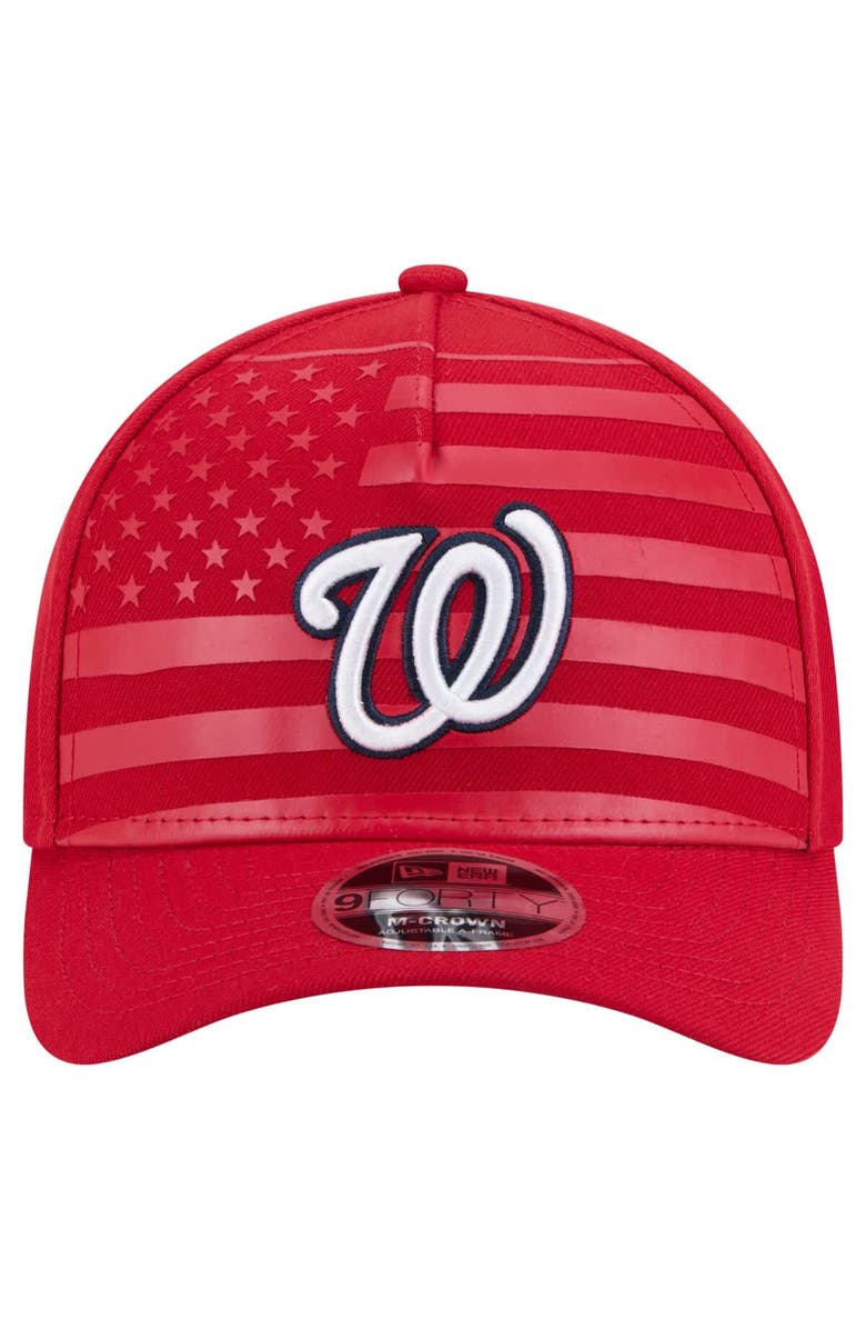 New Era Men's New Era Red Washington Nationals American Flag 9FORTY M-Crown A-Frame Adjustable Hat, Alternate, color, Red