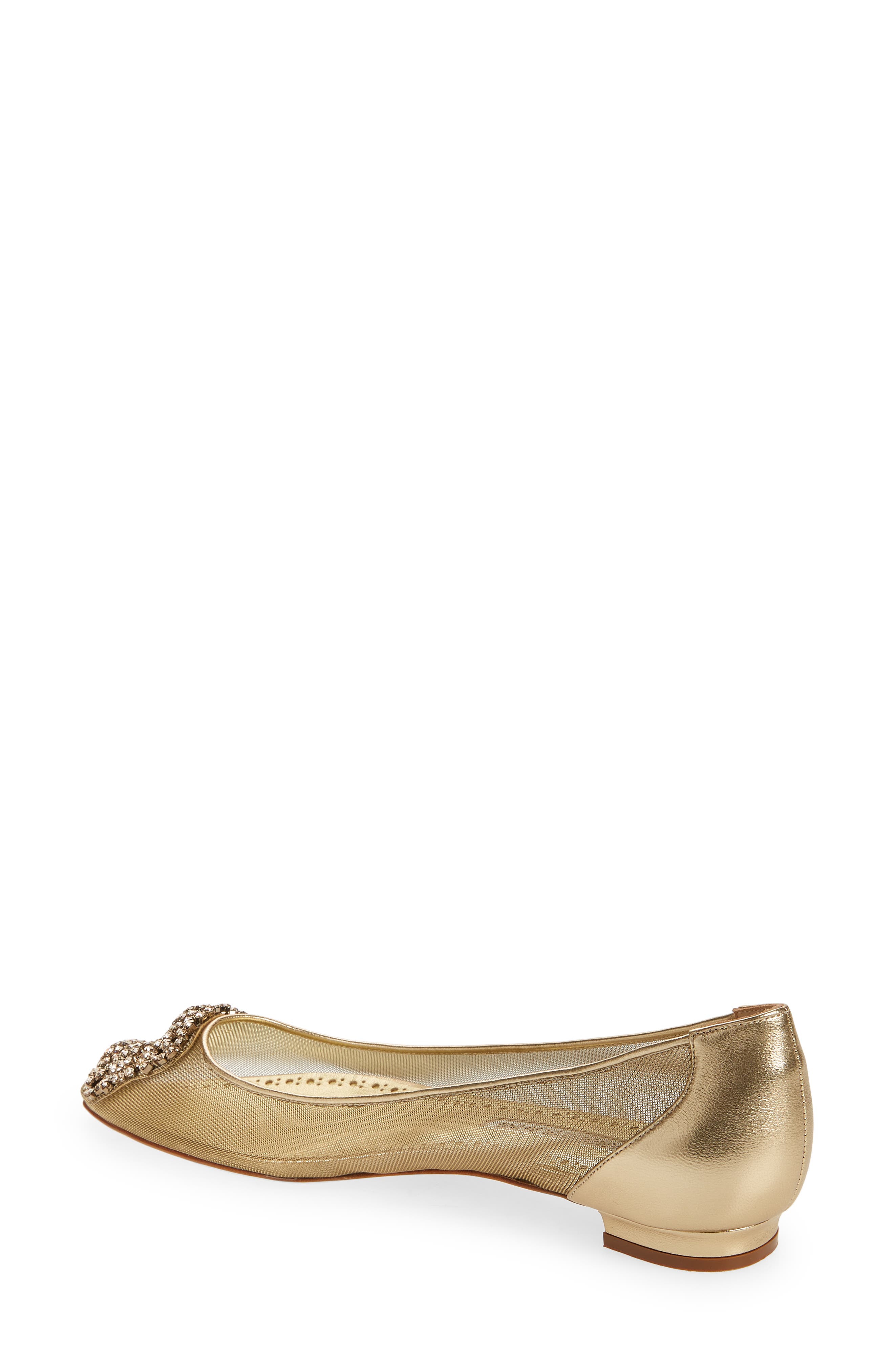 Manolo Blahnik Hangisi Crystal Buckle Mesh Flat, Alternate, color, 