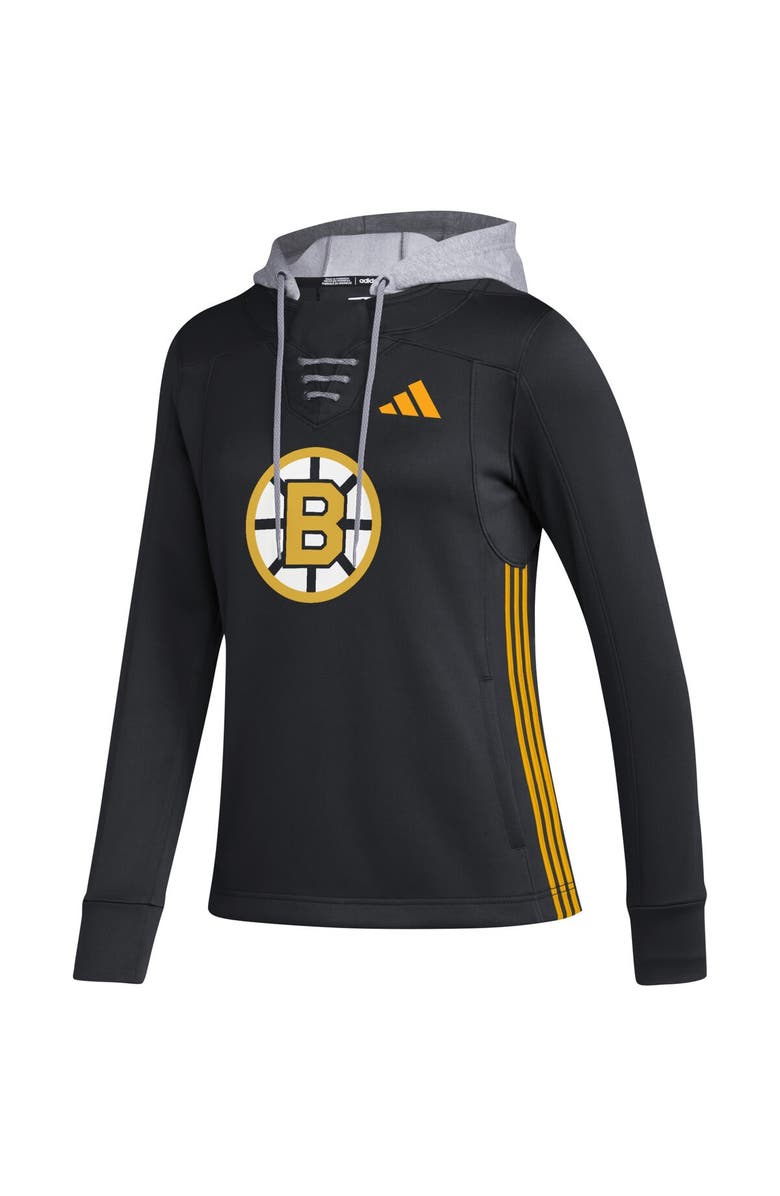 adidas Women's adidas Black Boston Bruins Refresh Skate Lace AEROREADY Pullover Hoodie, Alternate, color, Black