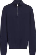John Smedley Cashmere & Extrafine Merino Wool Rib Half Zip Sweater