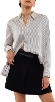 Blu Pepper Satin Stripe Button-Up Shirt