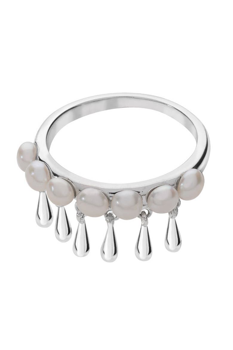 Royal Pearl Drop Ring, Main, color, Sterling Silver