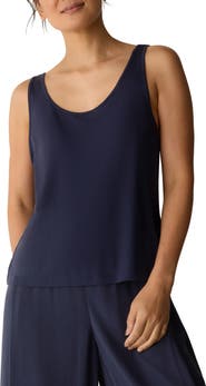 Eileen Fisher Slim Fit Scoop Neck Silk Tank