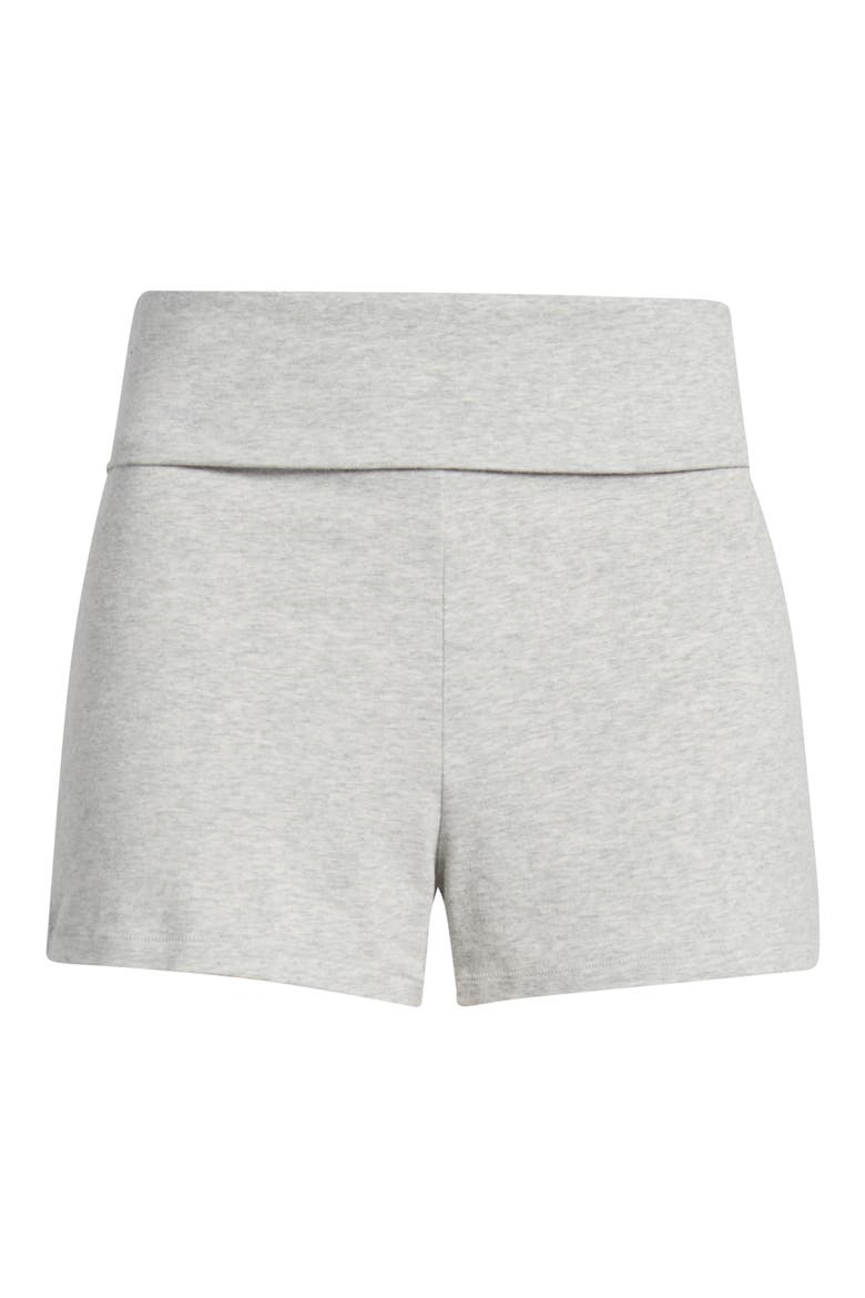 Stretch Cotton Jersey Foldover Shorts, Main, color, LIGHT HEATHER GREY