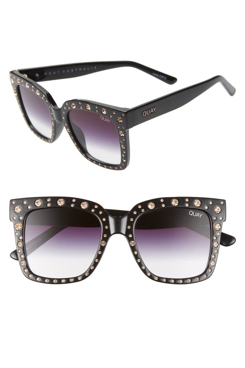 Icy 51mm Gradient Square Sunglasses, Main, color, BLACK ROSE/ FADE