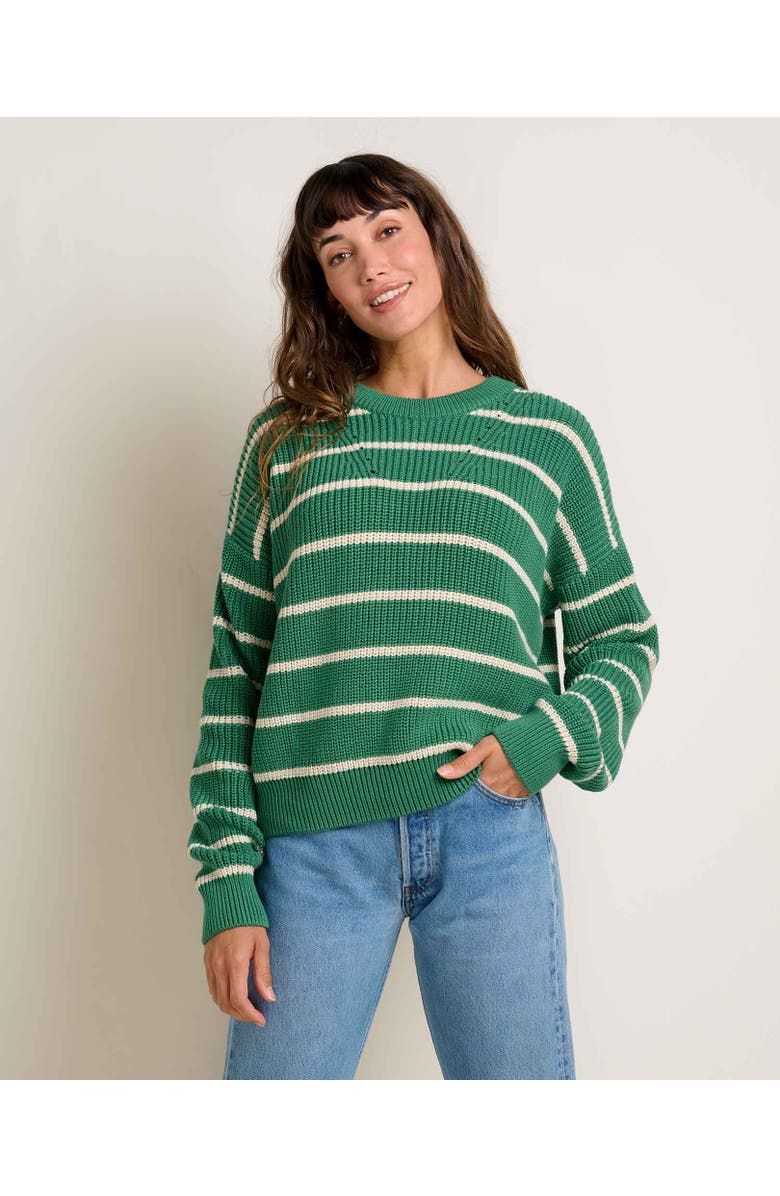 Toad & Co Bianca Shaker Crew Sweater, Main, color, Palm Stripe