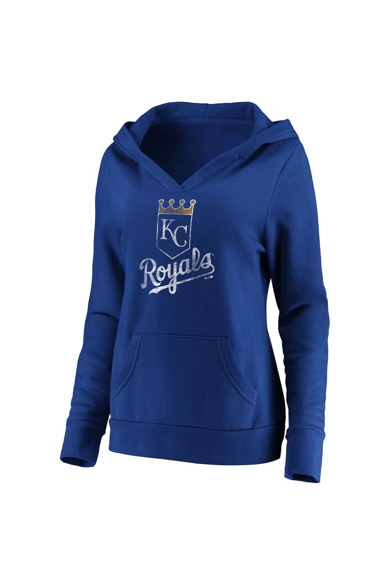 Women's Fanatics Branded Royal Kansas City Royals Core Team Crossover V-Neck Pullover Hoodie, Alternate, color, Royal