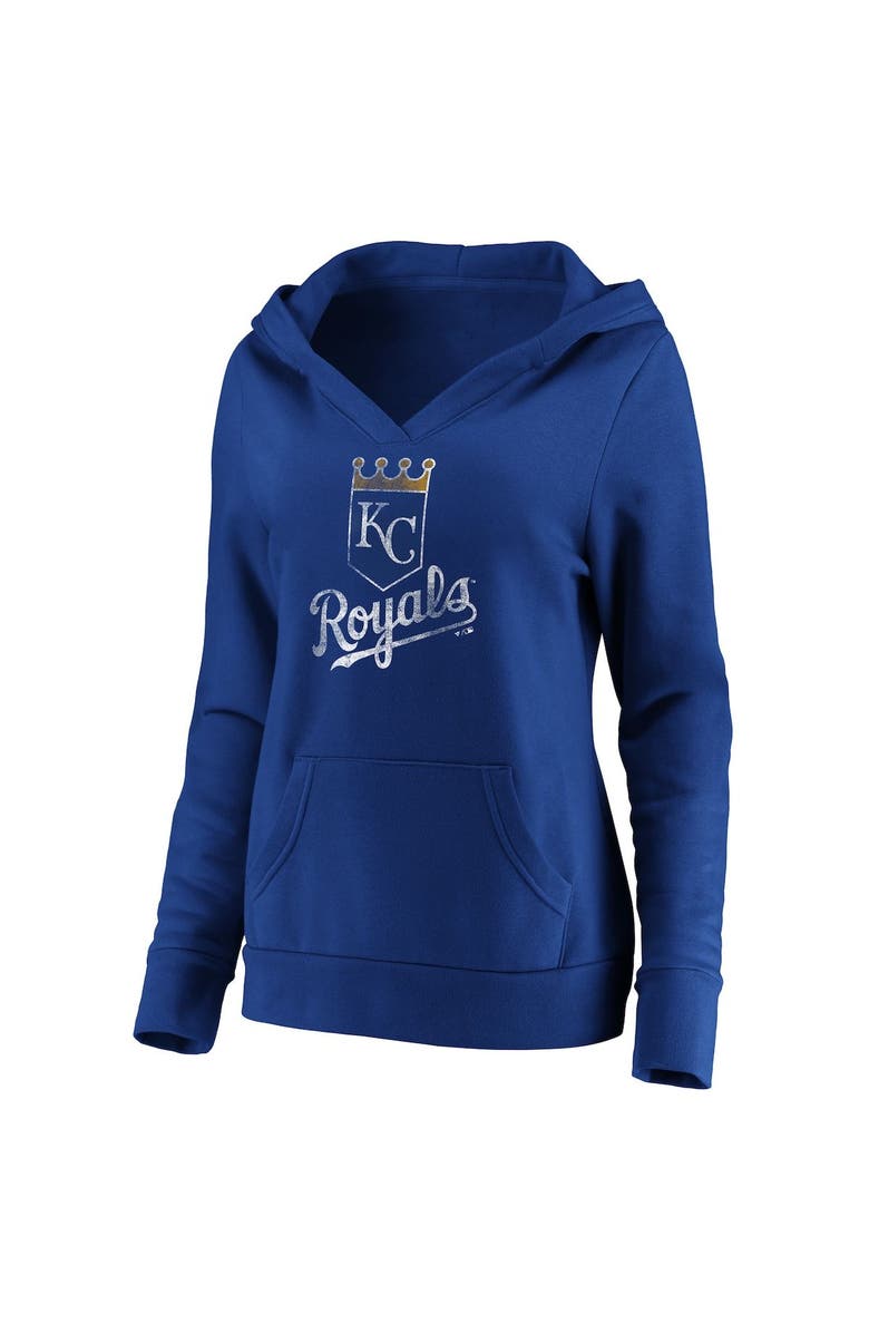 FANATICS Women's Fanatics Branded Royal Kansas City Royals Core Team Crossover V-Neck Pullover Hoodie, Alternate, color, 