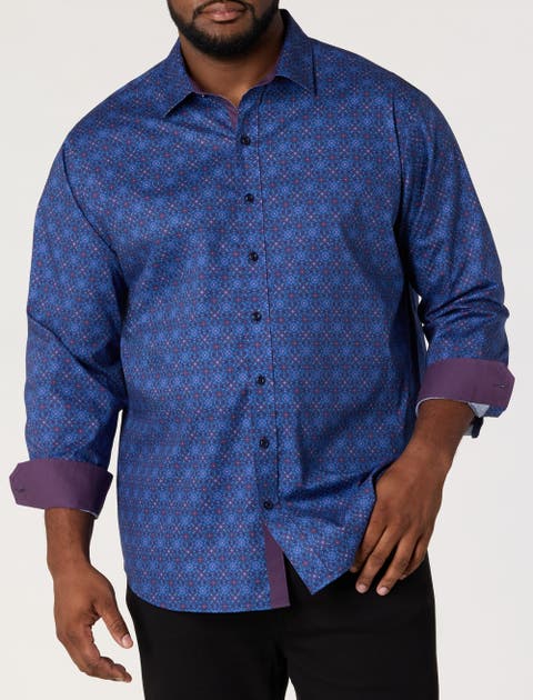 Big & Tall Medallion Print Sport Shirt V2