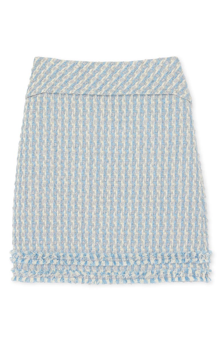ST. JOHN Metallic Tweed Skirt, Alternate, color, Powder Blue/ White Multi