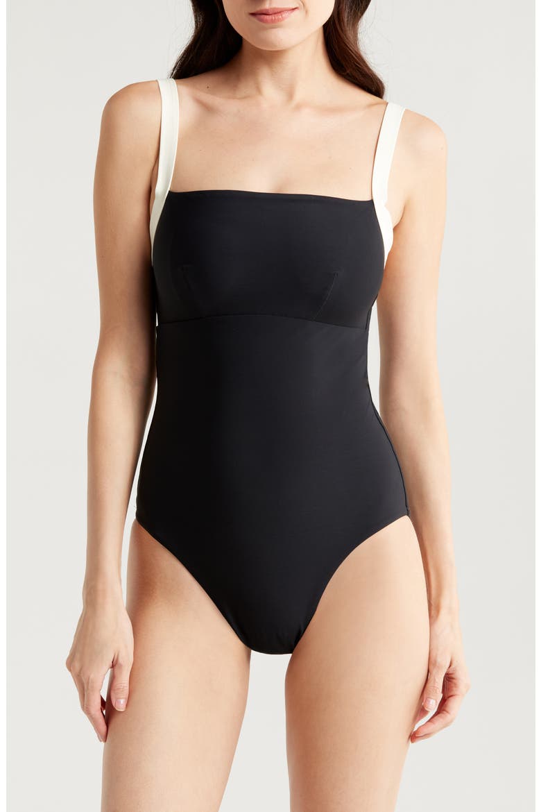 Hana Colorblock One-Piece Swimsuit, Main, color, BLACK CONTRAST