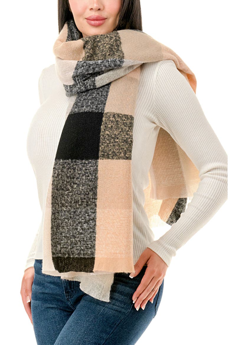 Plaid Scarf, Main, color, BLACK