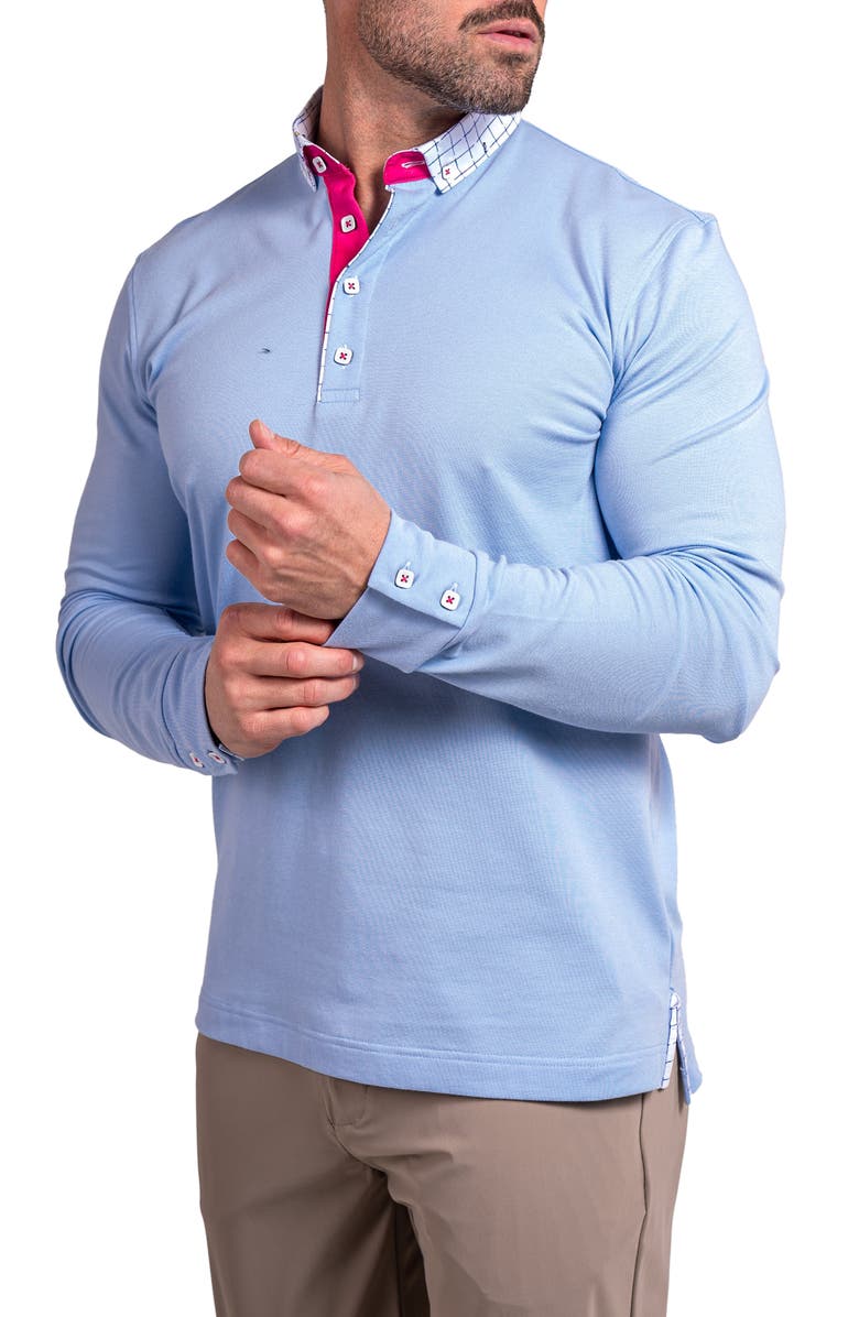 Maceoo Newton Ascension0006 Blue Long Sleeve Button-Down Polo, Alternate, color, Blue