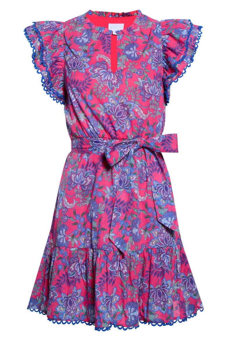 Eriny Ruffle Floral Cotton Dress, Alternate, color, PINK-BLUE-GREEN