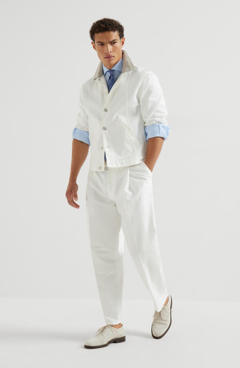 Brunello Cucinelli Cotton and linen trousers, Alternate, color, Snow