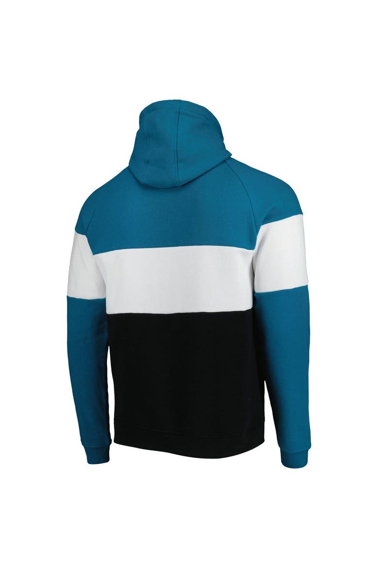 Men's New Era Black/Teal Jacksonville Jaguars Colorblock Current Pullover Hoodie, Alternate, color, Black