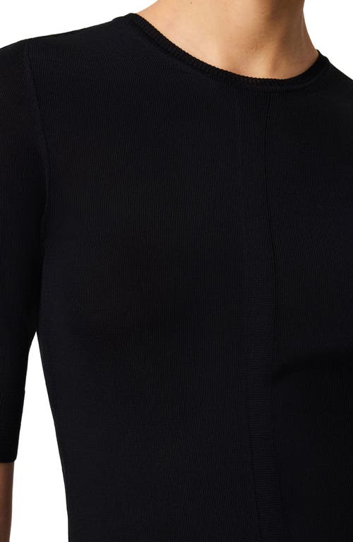 Another Tomorrow Fitted Knit Top In Black