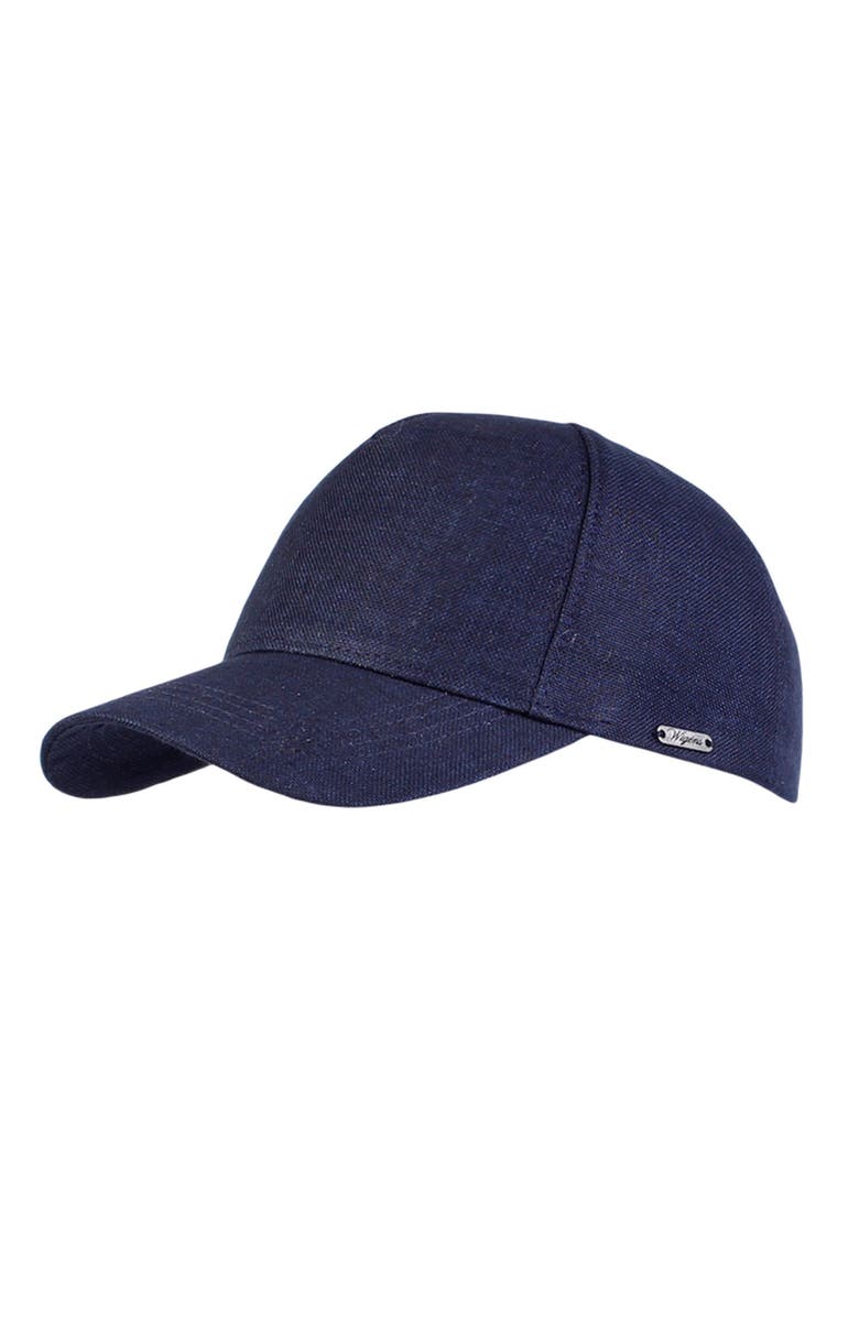 Wigens Men's Hopsack Linen Contemporary Baseball Cap, Main, color, Navy
