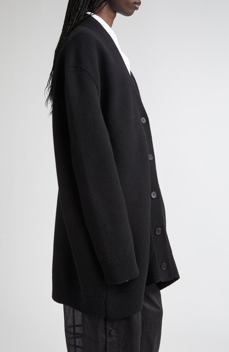 Jil Sander Classic Virgin Wool Blend Cardigan, Alternate, color, Black