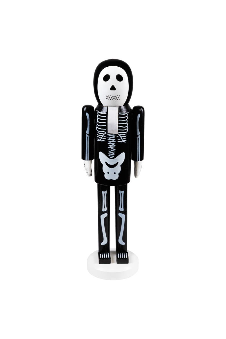 Skeleton Wooden Halloween Nutcracker - 14" - Black and White, Main, color, Black