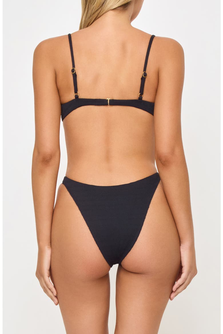 Belle Underwire Pucker Textured Bikini Top, Alternate, color, BLACK