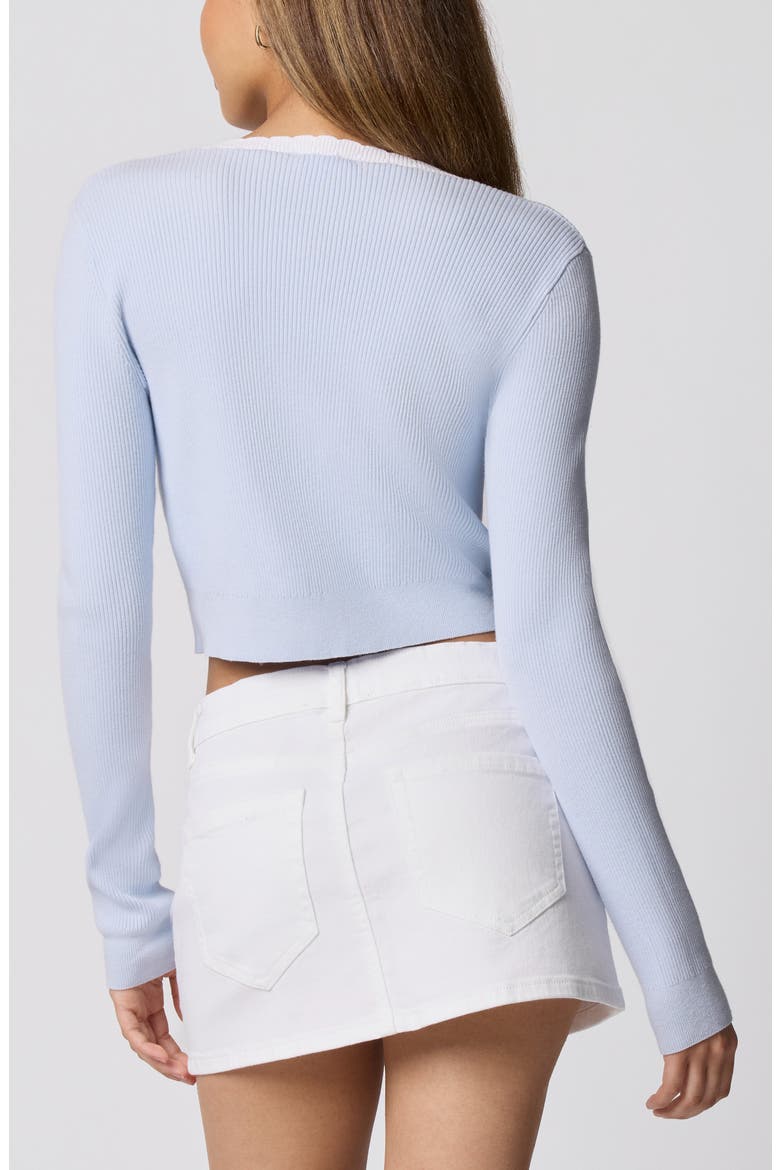 Baby Bow Rib Knit Button Front Crop Cardigan, Alternate, color, HALOGEN BLUE