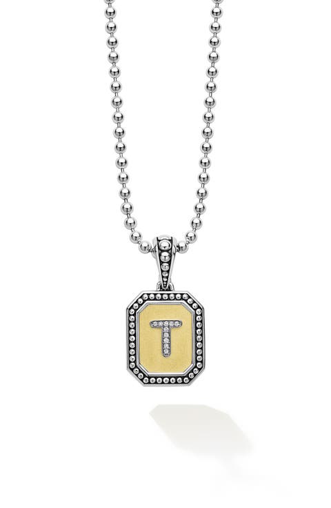 Signature Caviar Diamond Initial Pendant Necklace