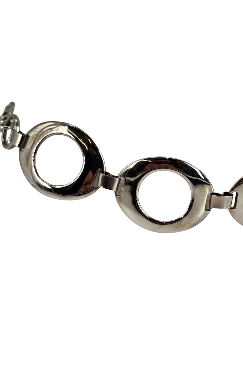 Vintage Chain Belt 5 Circle Link Silvertone 6 Links Big Circles Design Mod Boho, Alternate, color, Gold