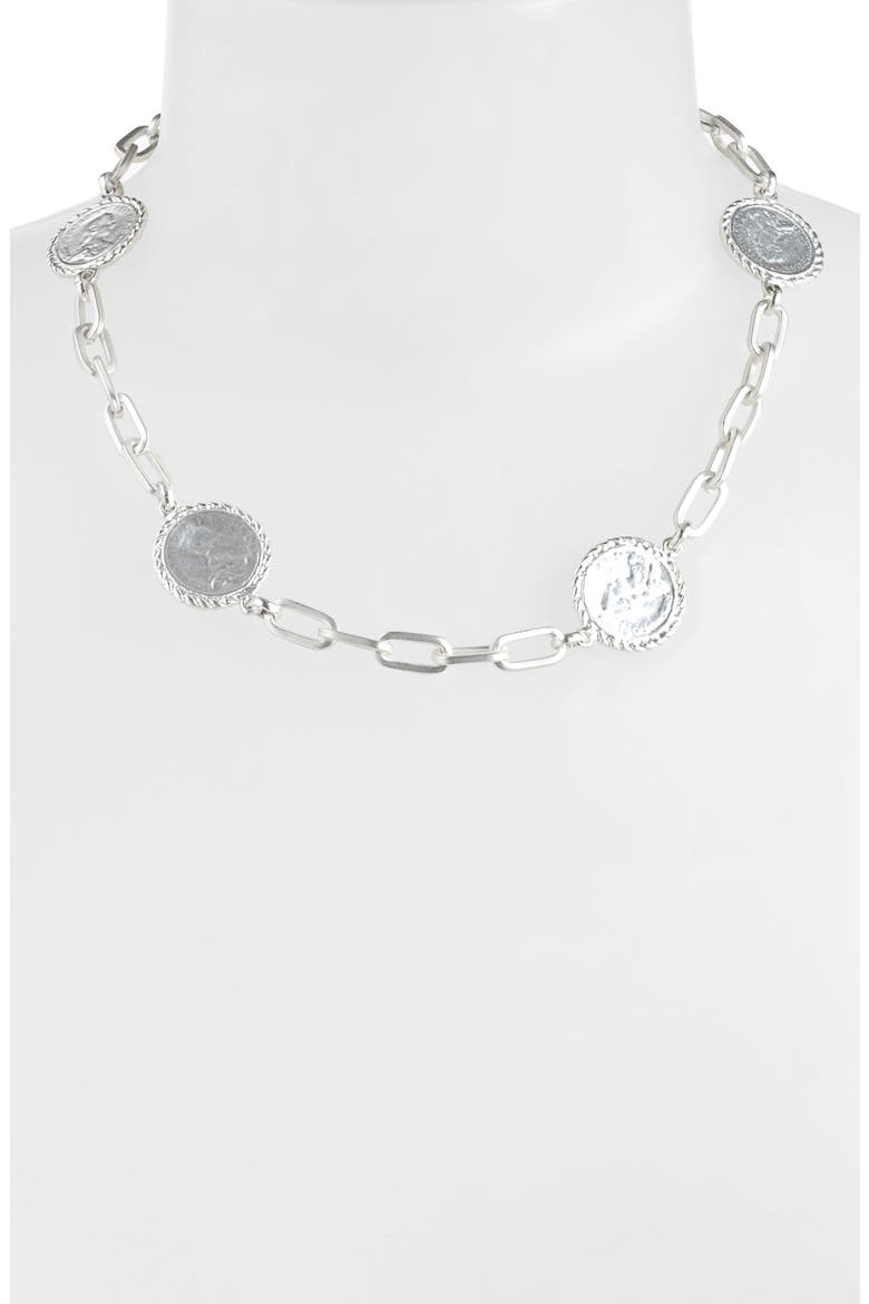 Coin Station Necklace, Alternate, color, SILVER