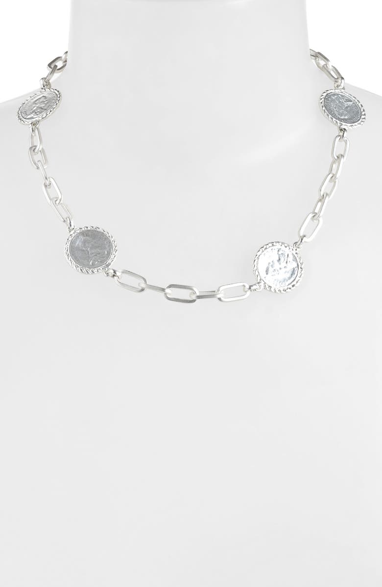 Karine Sultan Coin Station Necklace, Alternate, color, Silver
