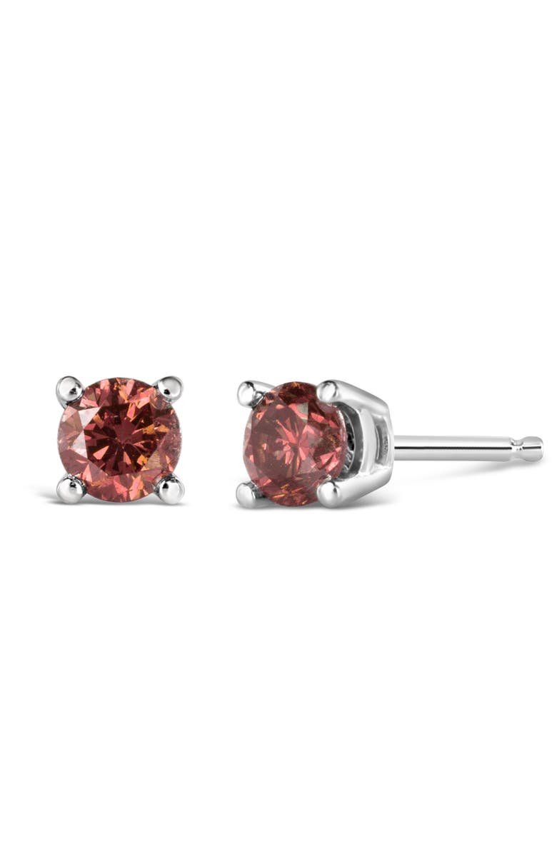 Haus of Brilliance 14K Gold 1/3 Cttw Round Pink Diamond Solitaire Stud Earrings, Main, color, White