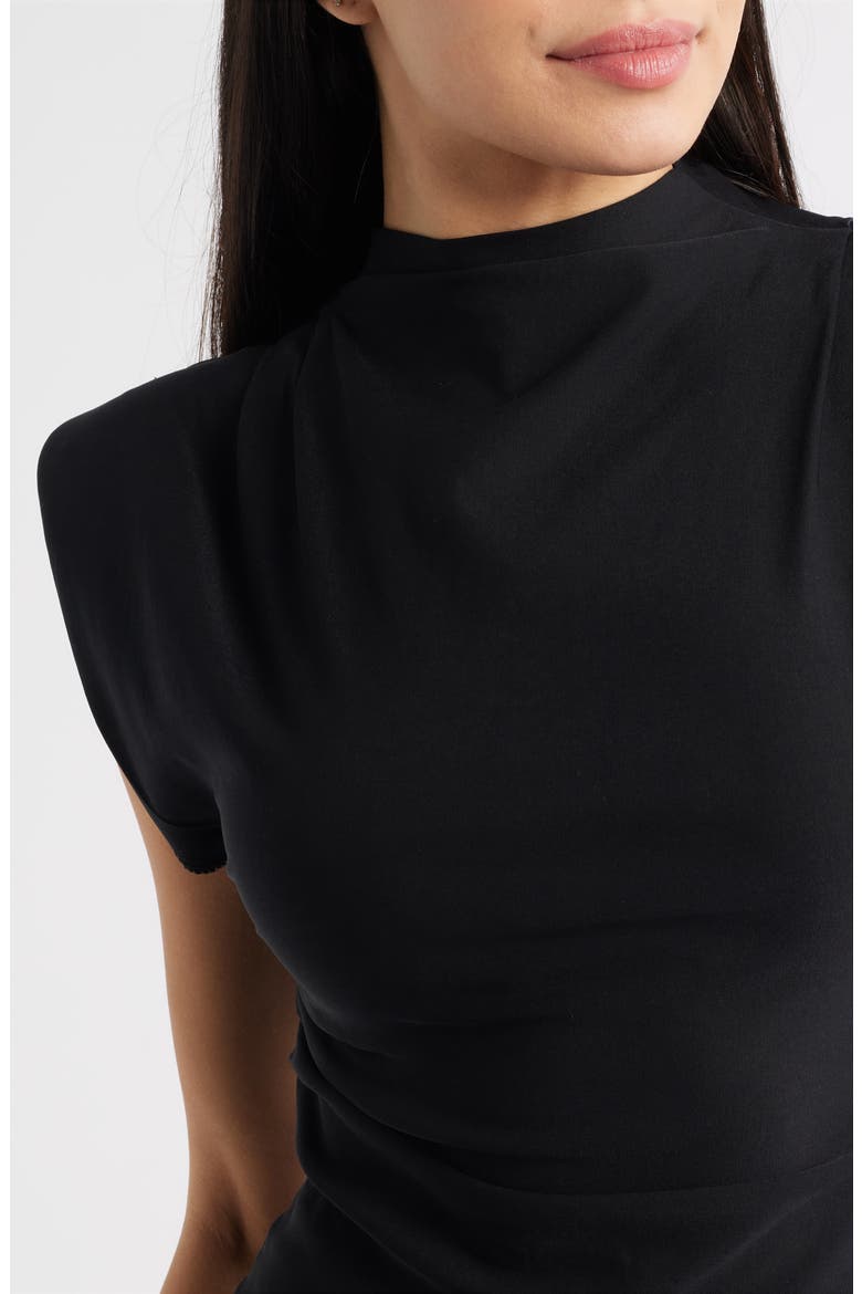 Cora Strong Shoulder Asymmetric Jersey Top, Alternate, color, BLACK
