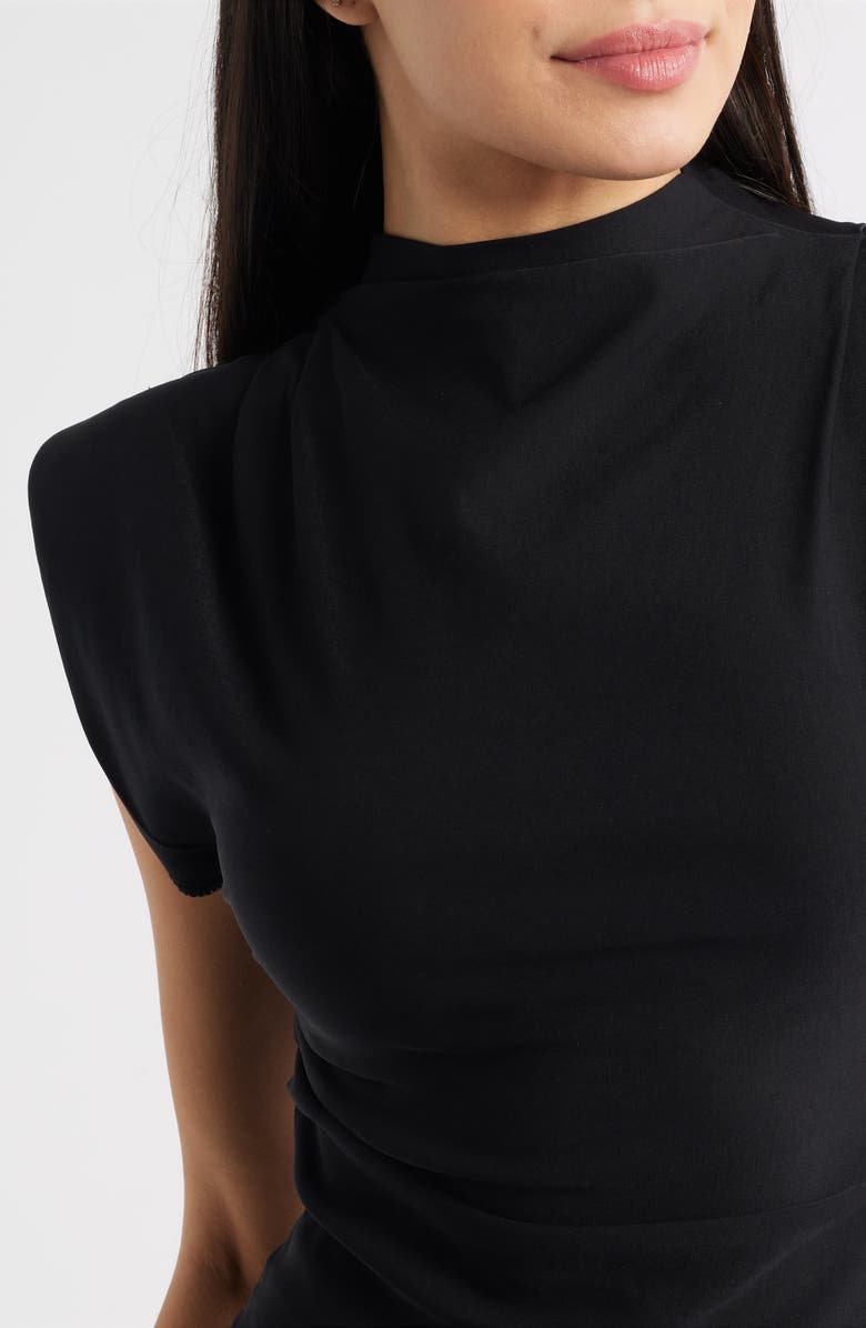 NIKKI LUND Cora Strong Shoulder Asymmetric Jersey Top, Alternate, color, Black