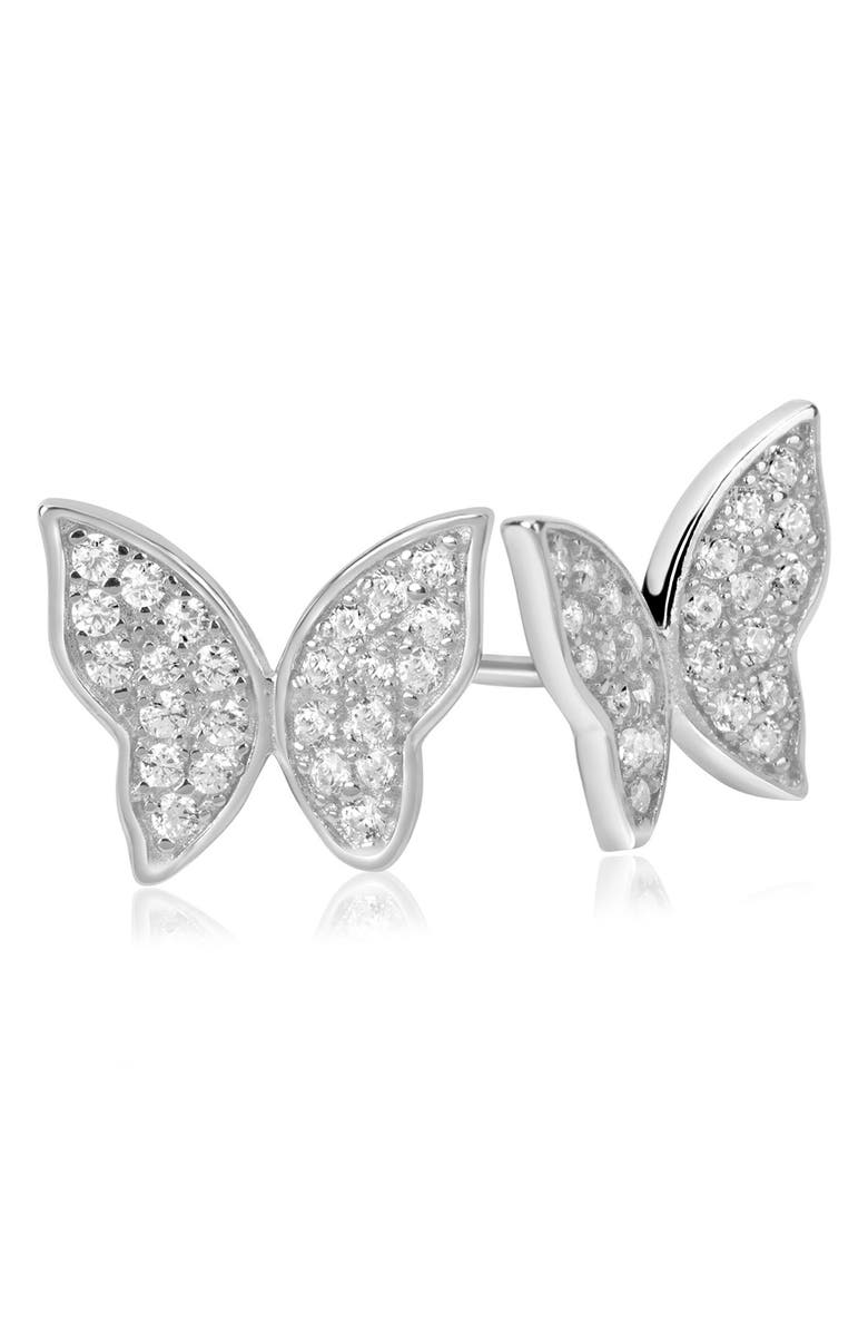 SUZY LEVIAN Sterling Silver CZ Butterfly Stud Earrings, Main, color, White