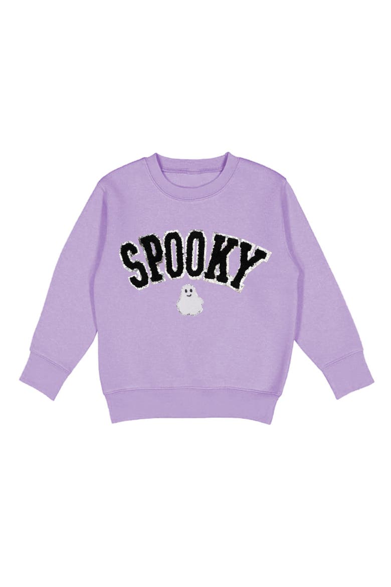 Spooky Ghost Patch Halloween Sweatshirt, Main, color, Lavender