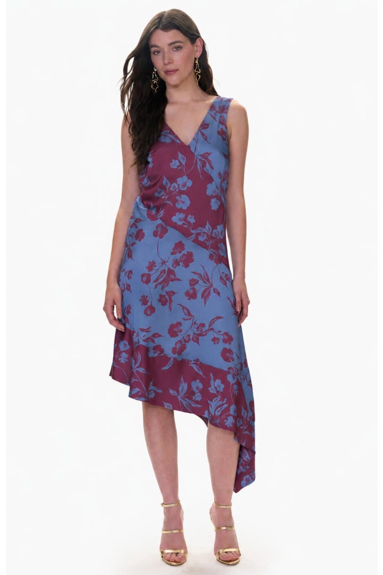 Harper Print Mix Dress, Main, color, Cornflower/Plum Multi