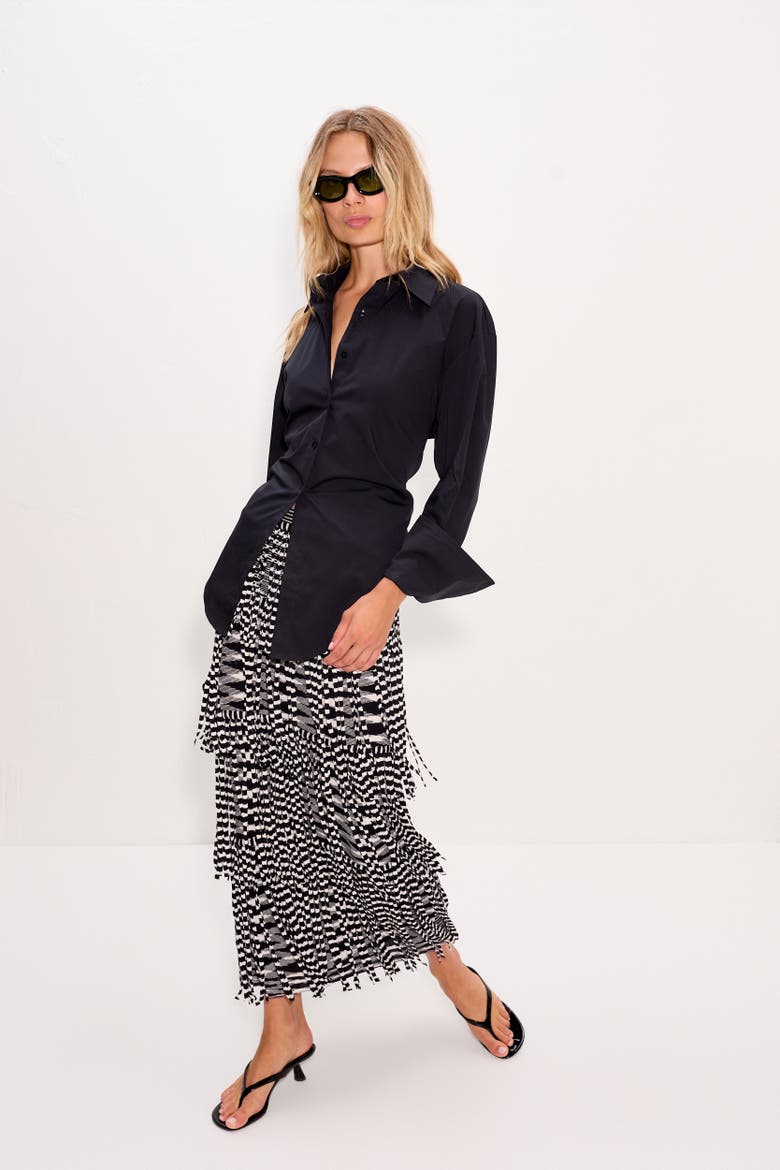 Loch Poplin Button Up, Alternate, color, Black